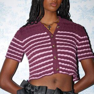 NWT UO Kimchi Blue Oliver Button Down Purple Polo Sweater